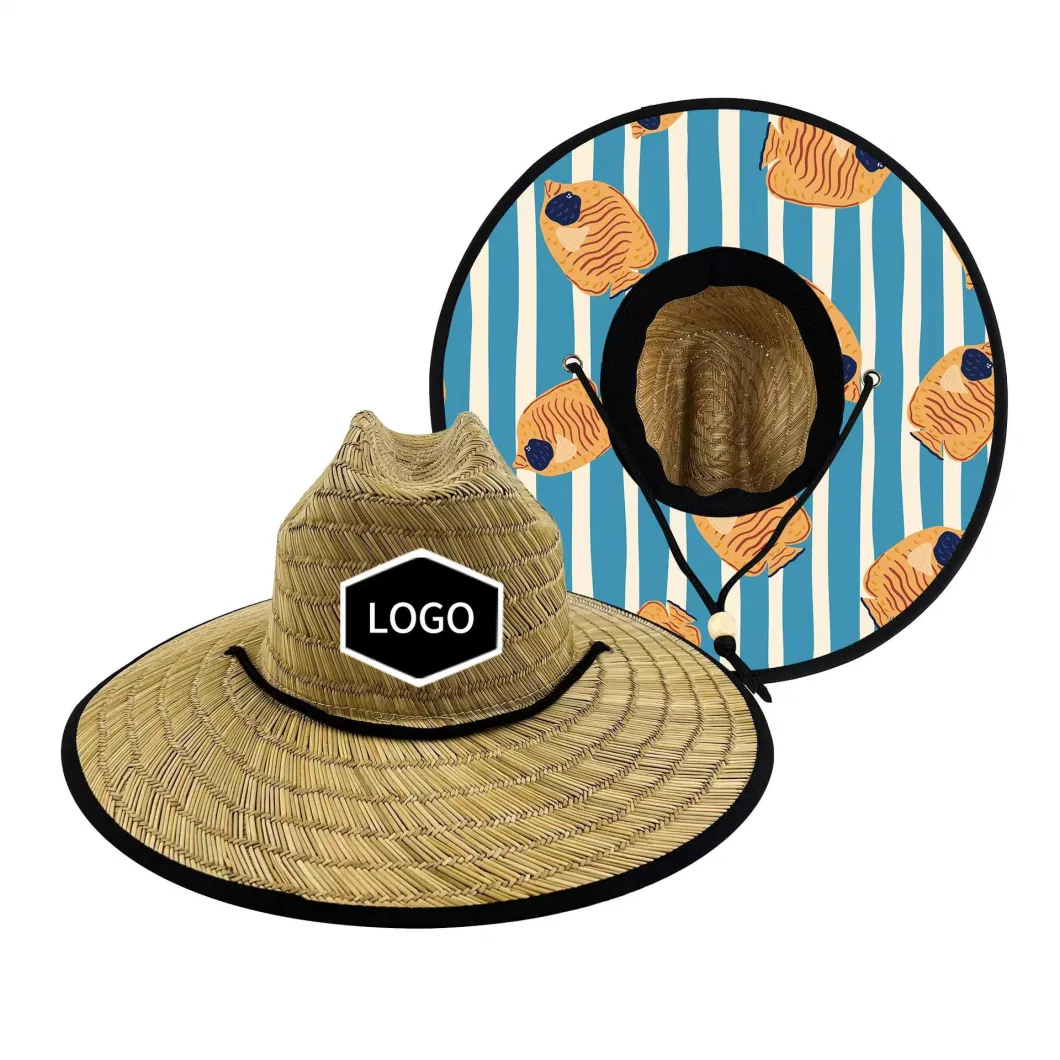 Custom Under Brim Printing Pattern Straw Hat Bulk Straw Cowboy Hats