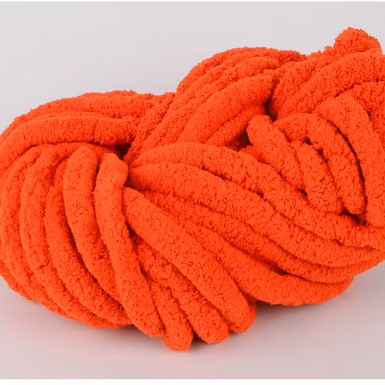 Luxury Handmade Chunky Yarn Throw Blanket Customized Size Large Cable Chenille Knit Burnt Orange Bedding Sofa Blanket