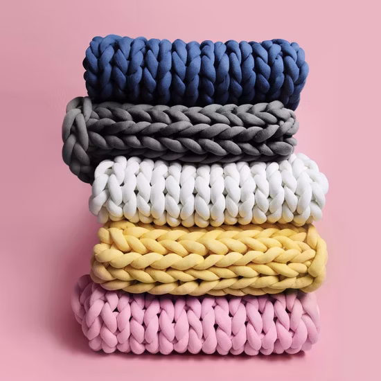 Coperta da tiro di lusso in filato grosso fatta a mano, dimensioni personalizzate, grande coperta in ciniglia lavorata a maglia con biancheria da letto arancione bruciata