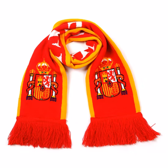 Sciarpa per tifosi di calcio jacquard lavorata a maglia invernale in poliestere acrilico con stampa a sublimazione