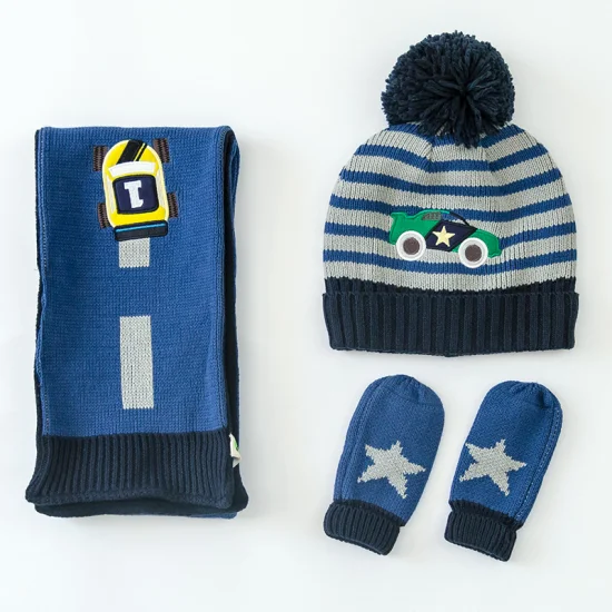Set di guanti sciarpa cappello per bambini moda 100% cotone